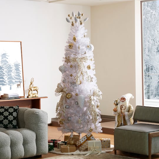 7.5ft. Unlit White Pencil Tinsel Artificial Christmas Tree